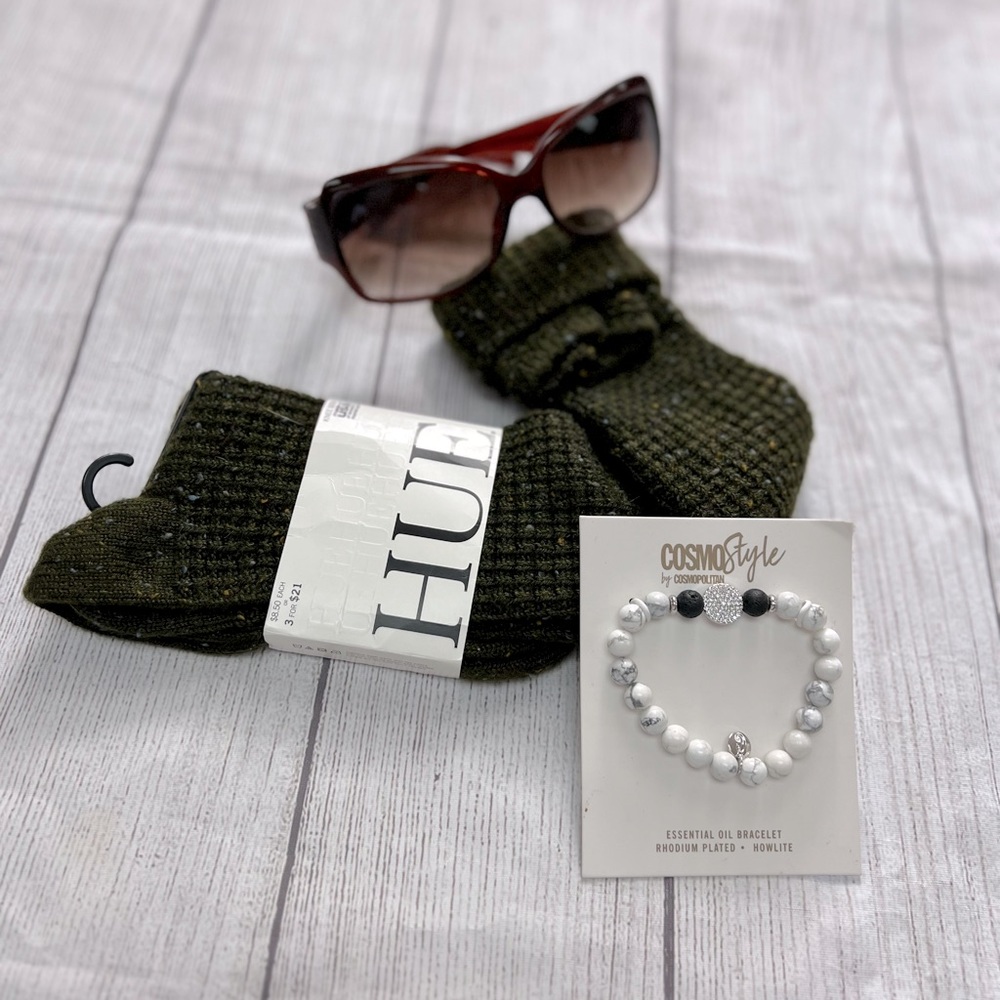 Bundle of Accessories- NWT Hue Tweed Thermal Socks, Cosmo Bracelet and Glasses